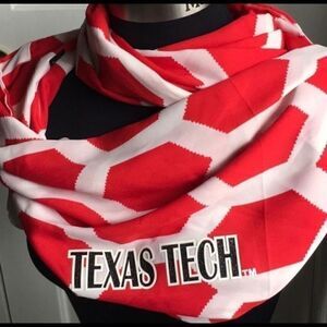 Texas Tech Game-day Couture Scarf  Red& Shite with black glitter lettering